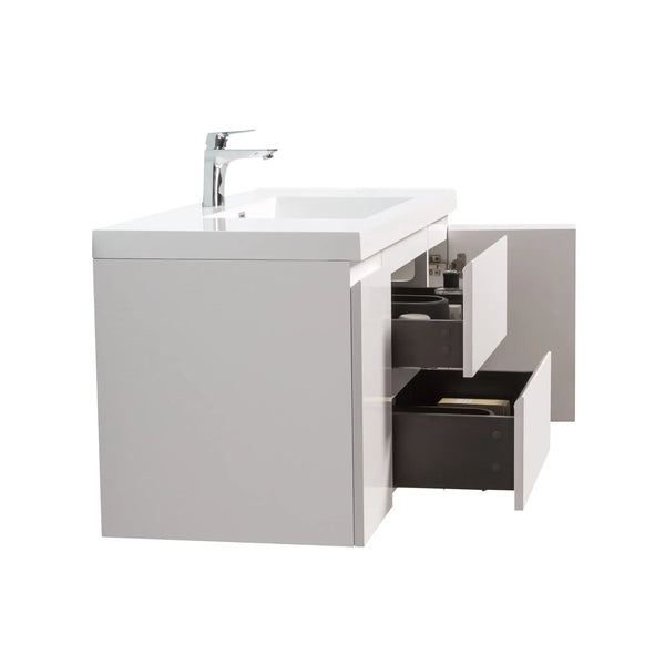 Angela 48'' Glossy White Floating Vanity with White Countertop TONA Bathroom Furniture