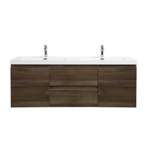 Angela 60'' Grey Oak Floating Double Vanity with White Cultured Marble Countertop TONA Bathroom Furniture