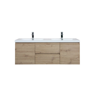 Angela 60'' Floating Double Vanity in Andean Oak Texture with White Countertop TONA Bathroom Furniture