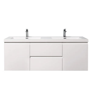Angela 60'' Glossy White Floating Double Vanity with White Countertop TONA Bathroom Furniture