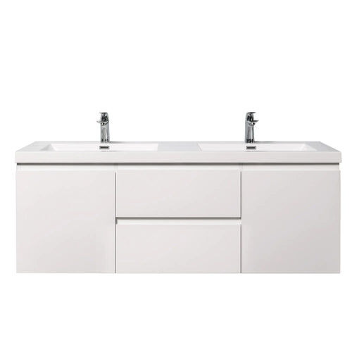 Angela 60'' Glossy White Floating Double Vanity with White Countertop TONA Bathroom Furniture