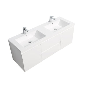 Angela 60'' Glossy White Floating Double Vanity with White Countertop TONA Bathroom Furniture
