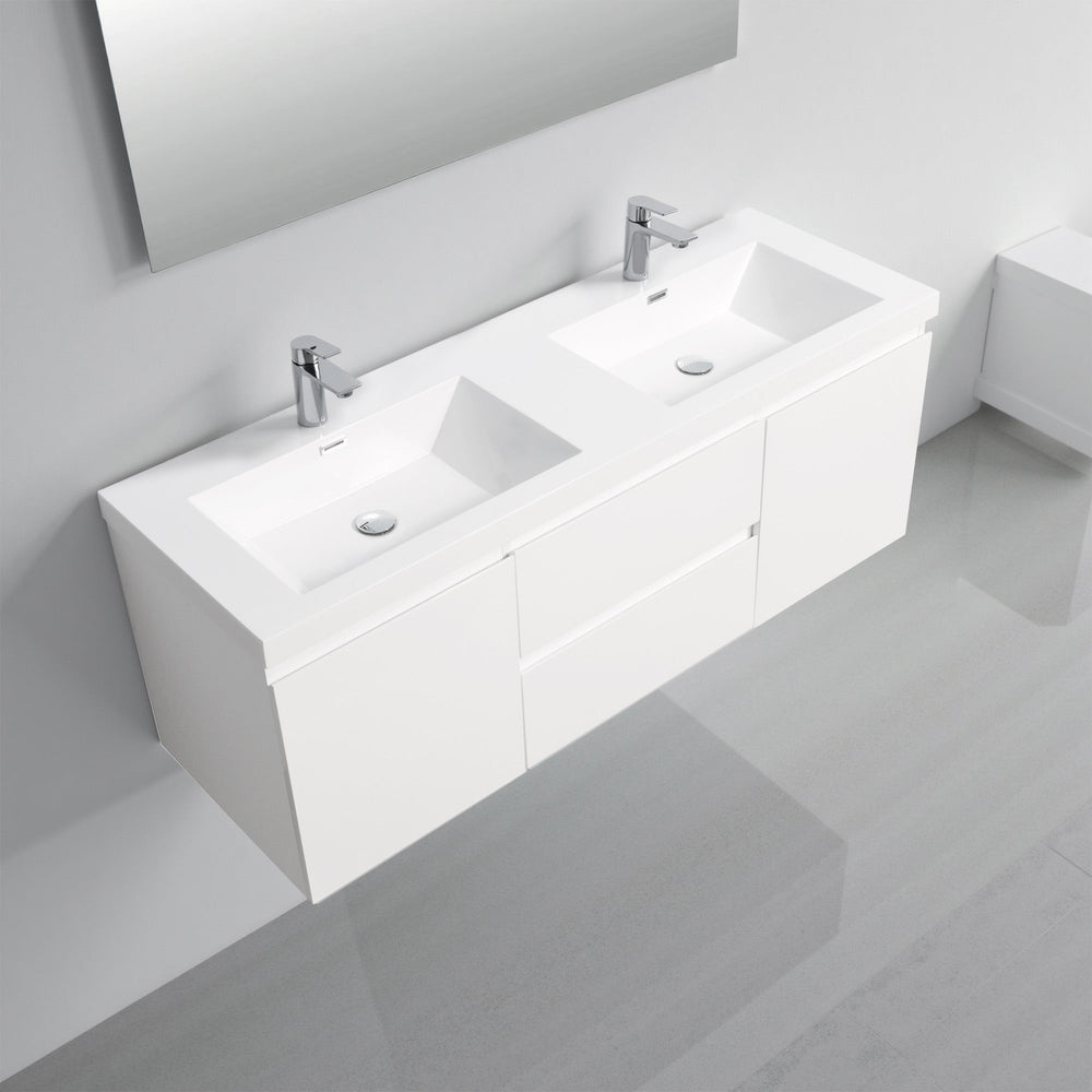 Angela 24'' Glossy White Floating Vanity with White Countertop TONA Bathroom Furniture