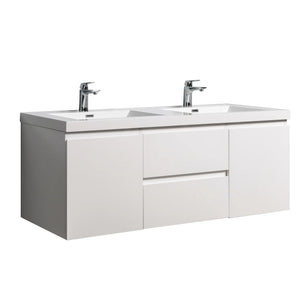 Angela 60'' Glossy White Floating Double Vanity with White Countertop TONA Bathroom Furniture