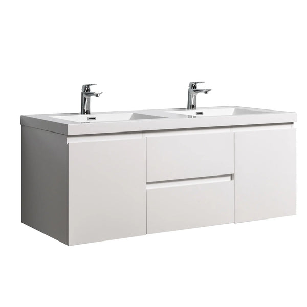Angela 60'' Glossy White Floating Double Vanity with White Countertop TONA Bathroom Furniture