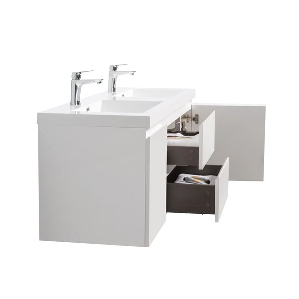 Angela 60'' Glossy White Floating Double Vanity with White Countertop TONA Bathroom Furniture