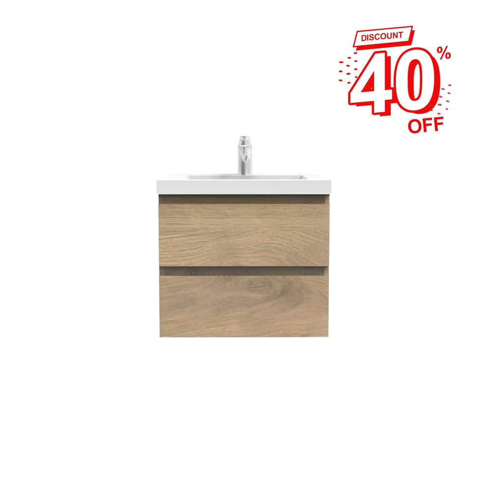 Angela 24'' Floating Single Vanity in Andean Oak texture with White Countertop TONA Bathroom Furniture