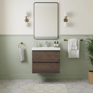 Angela 24'' Floating Single Vanity Rose Wood with White Countertop TONA Bathroom Furniture