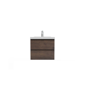 Angela 24'' Floating Single Vanity Rose Wood with White Countertop TONA Bathroom Furniture