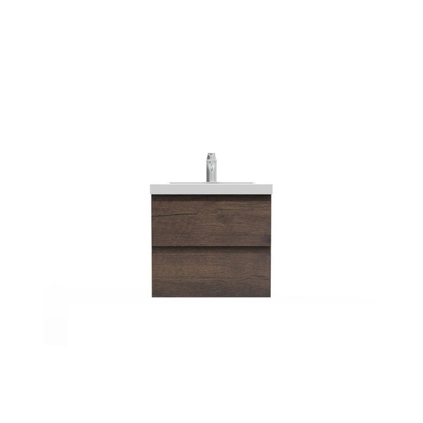 Angela 24'' Floating Single Vanity Rose Wood with White Countertop TONA Bathroom Furniture