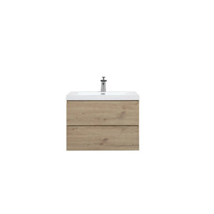 Angela 30'' Floating Single Vanity in Andean Oak Texture with White Countertop TONA Bathroom Furniture