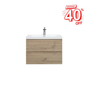 Angela 30'' Floating Single Vanity in Andean Oak Texture with White Countertop TONA Bathroom Furniture