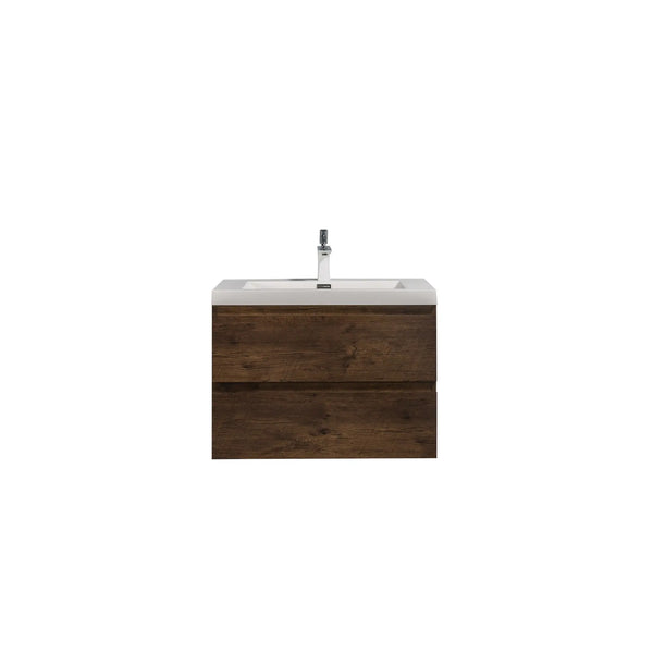 Angela 30'' Floating Single Vanity Rose Wood with White Countertop TONA Bathroom Furniture
