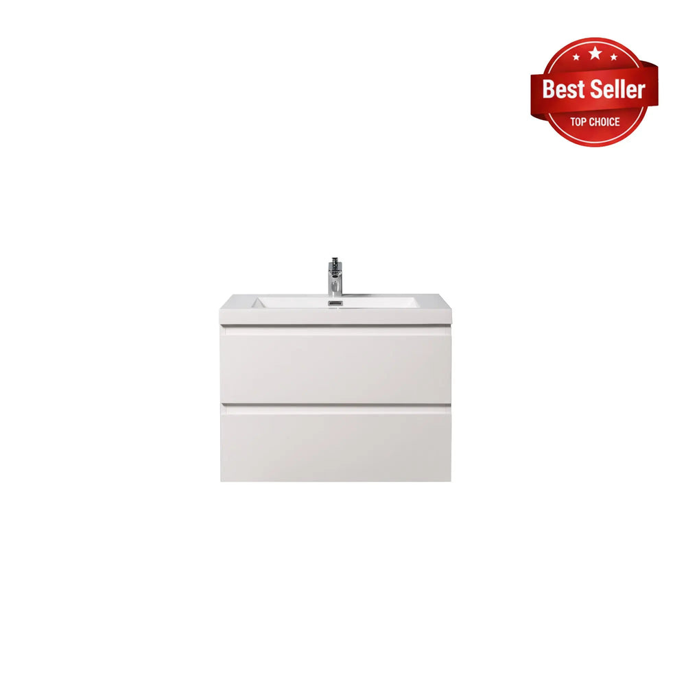Angela 30'' Glossy White Floating Vanity with White Countertop TONA Bathroom Furniture