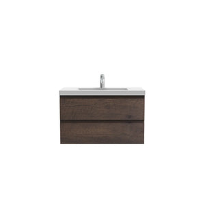 Angela 36'' Floating Single Vanity Rose Wood with White Countertop TONA Bathroom Furniture