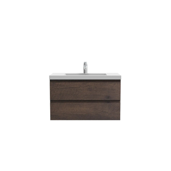 Angela 36'' Floating Single Vanity Rose Wood with White Countertop TONA Bathroom Furniture