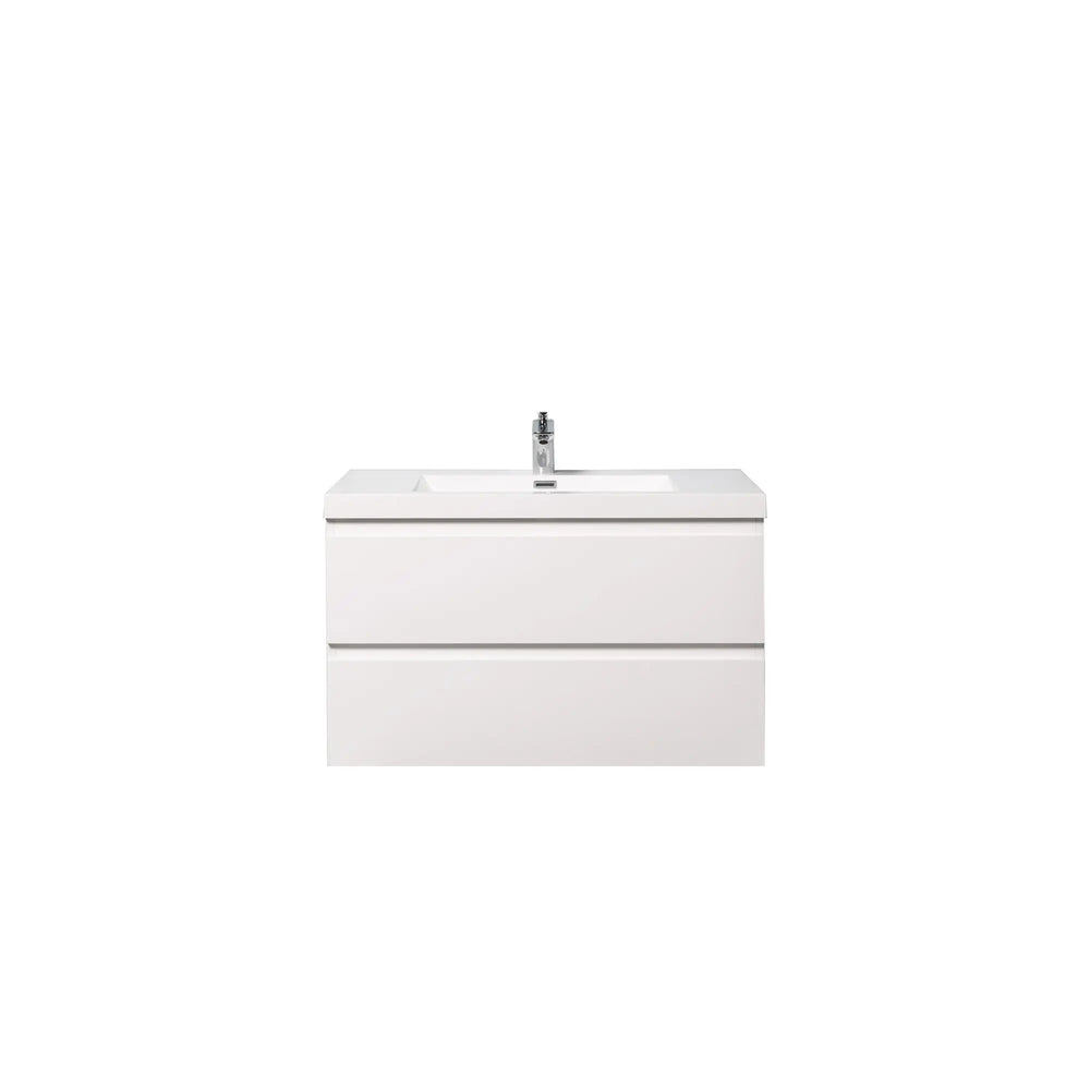 Angela 36'' Glossy White Floating Vanity with White Countertop TONA Bathroom Furniture