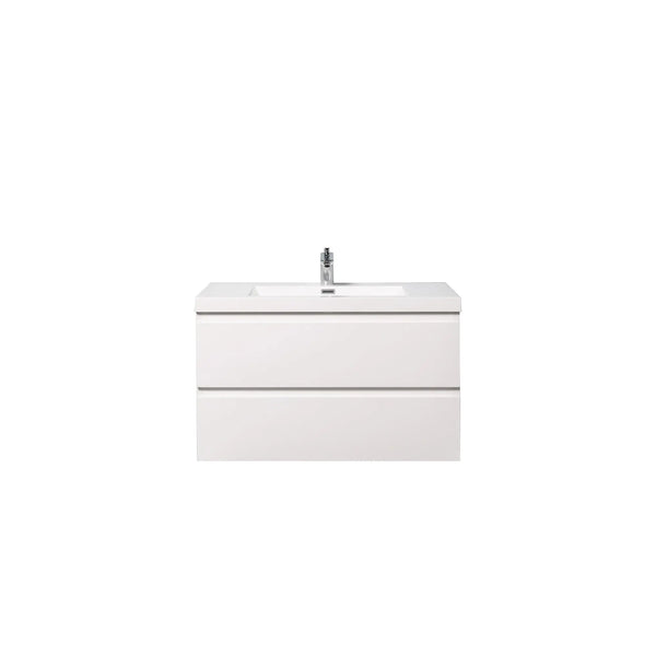 Angela 36'' Glossy White Floating Vanity with White Countertop TONA Bathroom Furniture