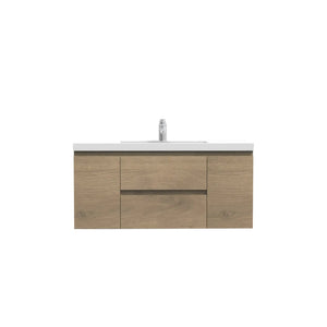 Angela 48'' Floating Single Vanity in Andean Oak Texture with White Countertop TONA Bathroom Furniture