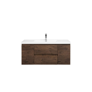 Angela 48'' Floating Single Vanity Rose Wood with White Countertop TONA Bathroom Furniture