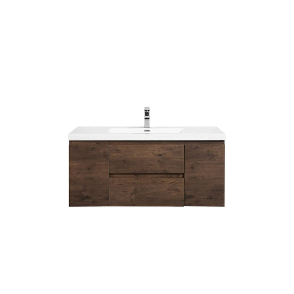 Angela 48'' Floating Single Vanity Rose Wood with White Countertop TONA Bathroom Furniture