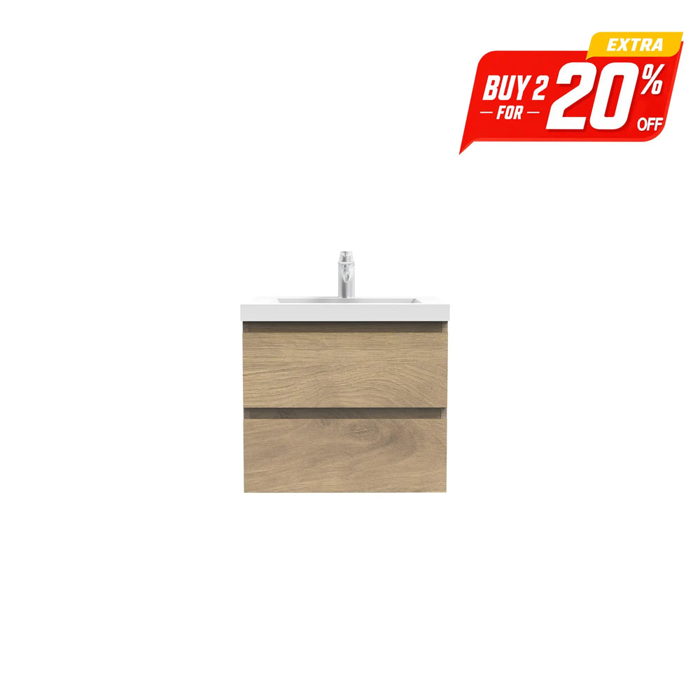 Angela 24'' Floating Single Vanity in Andean Oak texture with White Countertop TONA Bathroom Furniture