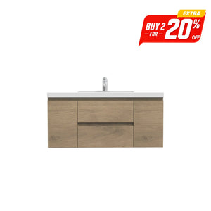 Angela 48'' Floating Single Vanity in Andean Oak Texture with White Countertop TONA Bathroom Furniture