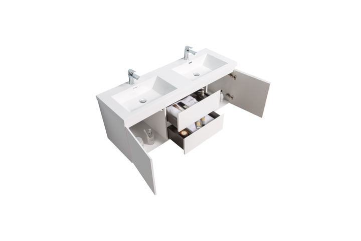 ANGELA-T FREE STANDING VANITY DOUBLE SINK WITH WHITE COUNTERTOP (60"-72")