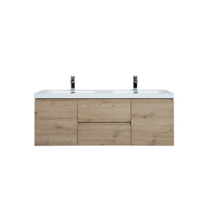 Angela 60'' Floating Double Vanity in Andean Oak Texture with White Countertop TONA Bathroom Furniture