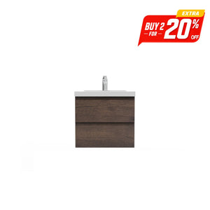 Angela 24'' Floating Single Vanity Rose Wood with White Countertop TONA Bathroom Furniture