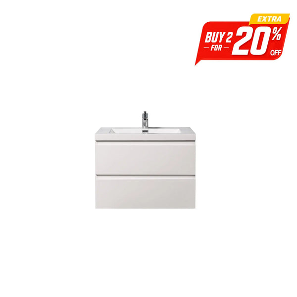 Angela 30'' Glossy White Floating Vanity with White Countertop TONA Bathroom Furniture