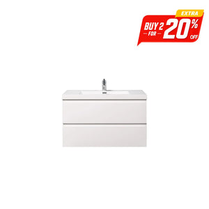 Angela 36'' Glossy White Floating Vanity with White Countertop TONA Bathroom Furniture