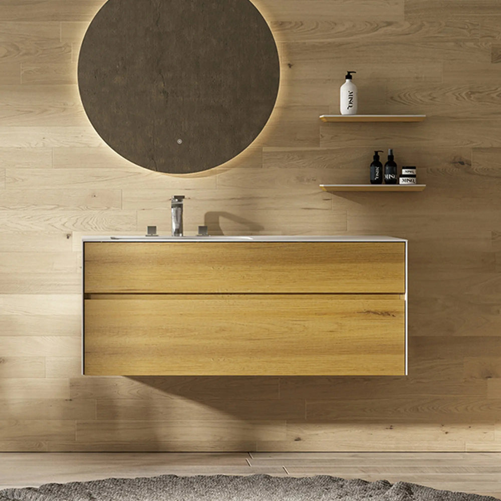 Bosco 48'' Floating Vanity Single Sink with White Porcelain Countertop TONA Bathroom Furniture
