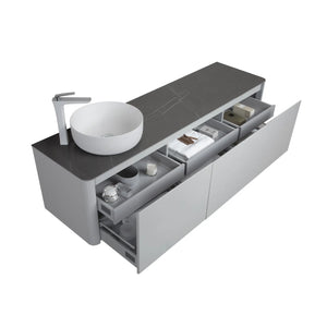 Bova Floating Vanity Single Vessel Sink with White Countertop (63''/71'') TONA Bathroom Furniture