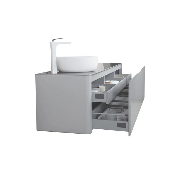Bova Floating Vanity Single Vessel Sink with White Countertop (63''/71'') TONA Bathroom Furniture