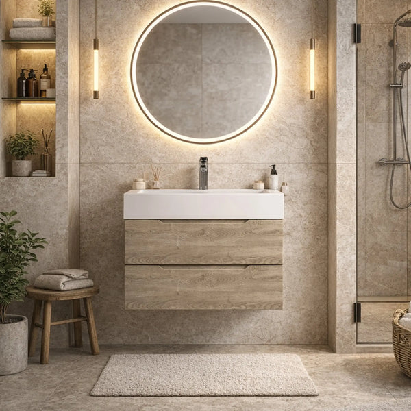 Combo-T 24'' Floating Single Vanity with Gloss white Resin Stone Sink TONA Bathroom Furniture