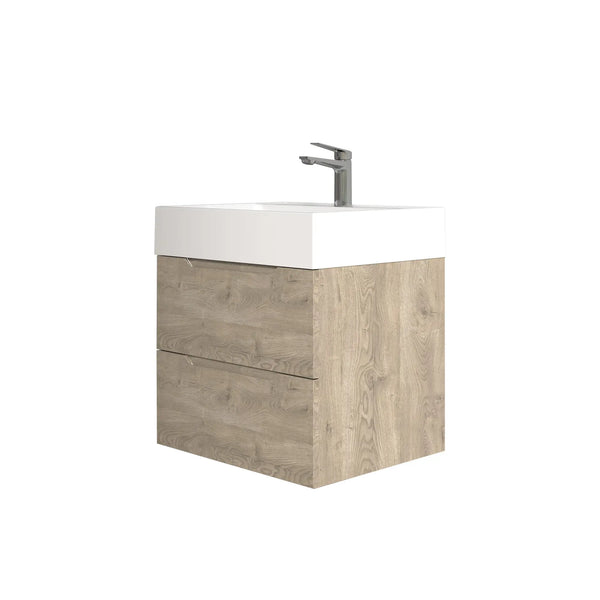 Combo-T 24'' Floating Single Vanity with Gloss white Resin Stone Sink TONA Bathroom Furniture