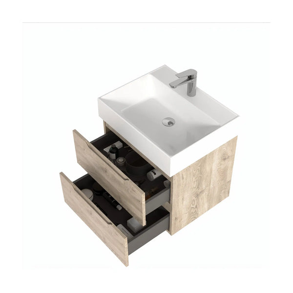 Combo-T 24'' Floating Single Vanity with Gloss white Resin Stone Sink TONA Bathroom Furniture