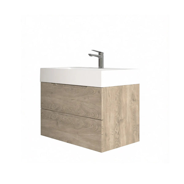 Combo-T 32'' Floating Single Vanity with Gloss white Resin Stone Sink TONA Bathroom Furniture