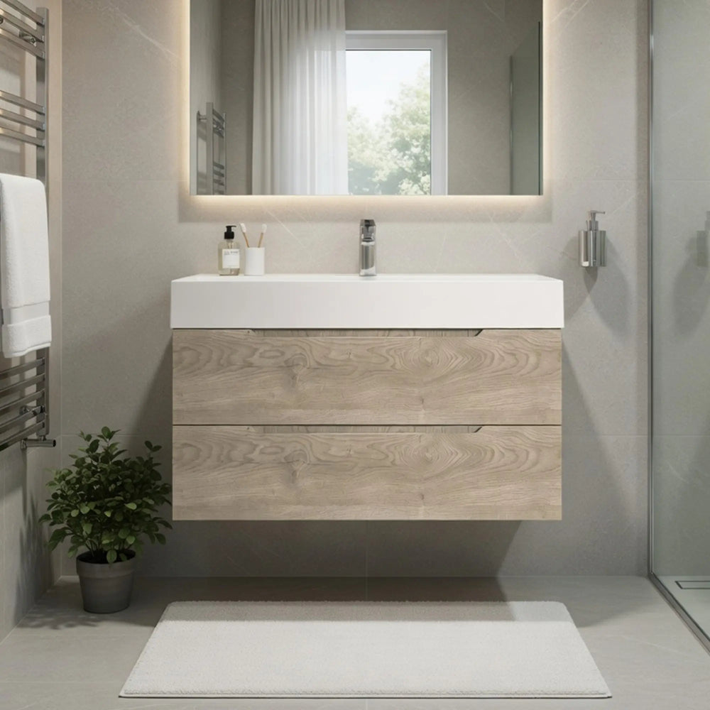 Combo-T 40'' Floating Single Vanity with Gloss white Resin Stone Sink TONA Bathroom Furniture