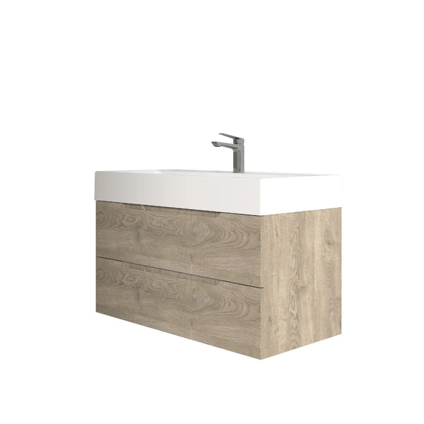 Combo-T 40'' Floating Single Vanity with Gloss white Resin Stone Sink TONA Bathroom Furniture