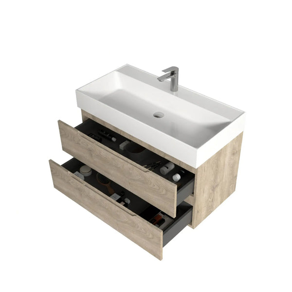 Combo-T 40'' Floating Single Vanity with Gloss white Resin Stone Sink TONA Bathroom Furniture