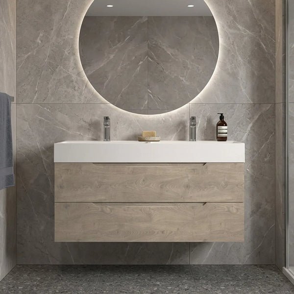 Combo-T 48'' Floating Double Vanity with Gloss white Resin Stone Sink TONA Bathroom Furniture