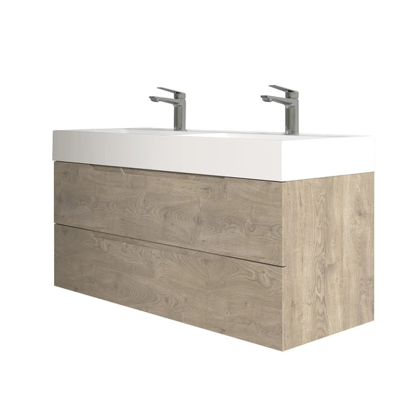 Combo-T 48'' Floating Double Vanity with Gloss white Resin Stone Sink TONA Bathroom Furniture
