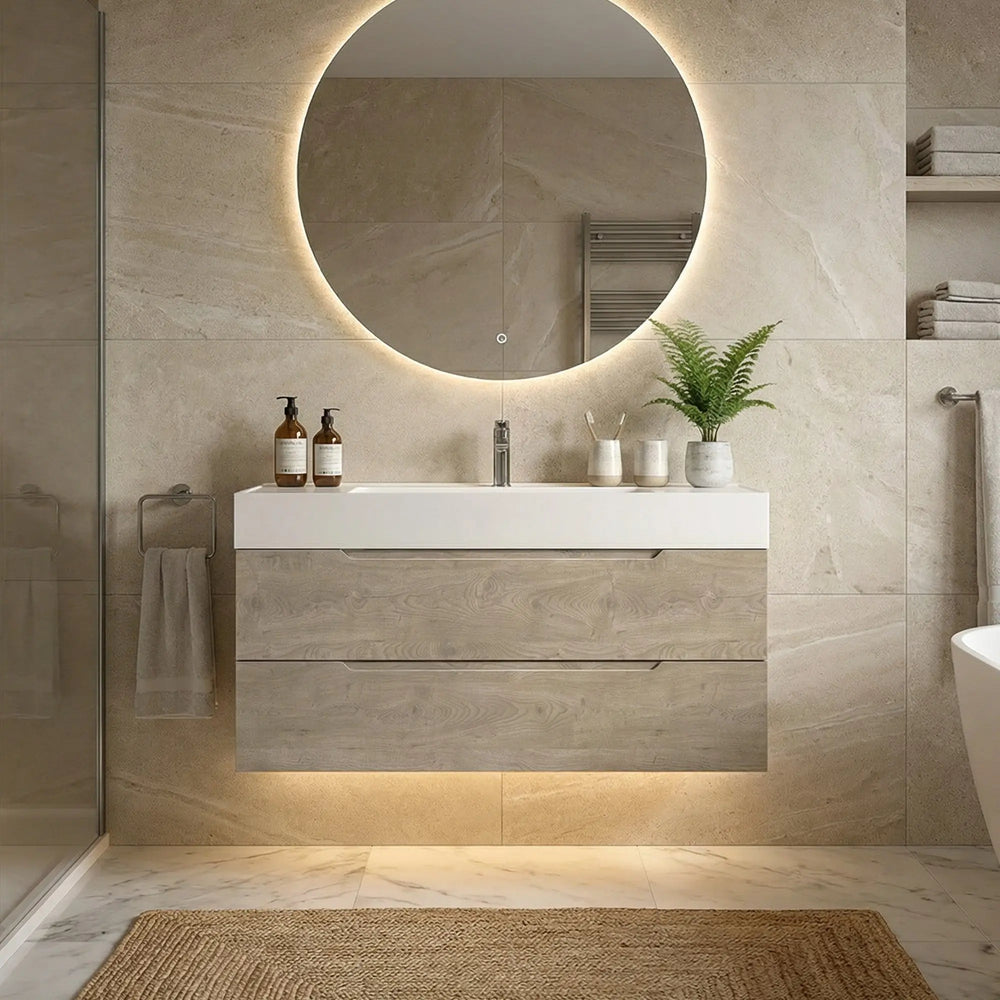 Combo-T 48'' Floating Single Vanity with Gloss white Resin Stone Sink TONA Bathroom Furniture