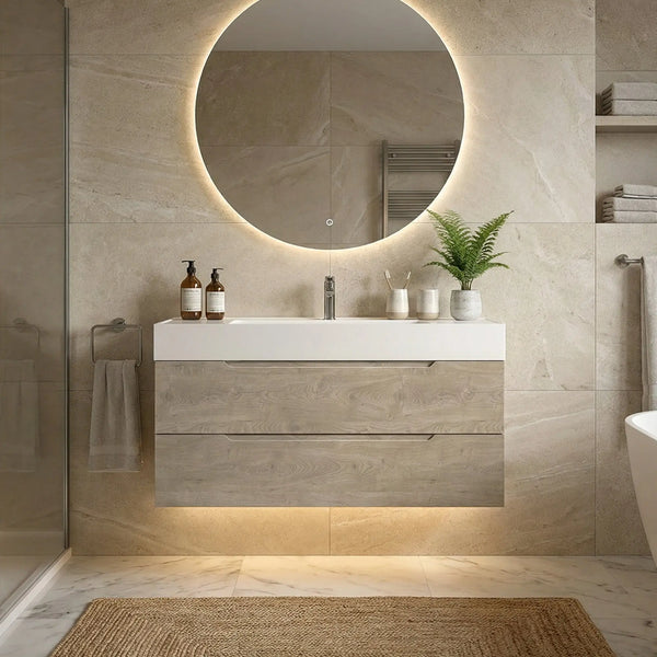 Combo-T 48'' Floating Single Vanity with Gloss white Resin Stone Sink TONA Bathroom Furniture