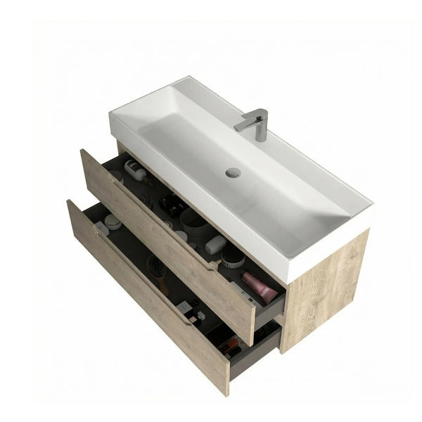 Combo-T 48'' Floating Single Vanity with Gloss white Resin Stone Sink TONA Bathroom Furniture