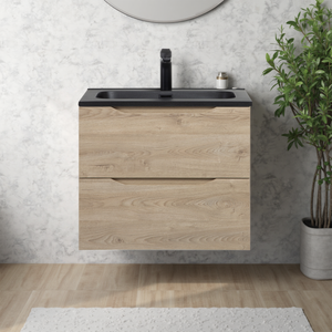 Combo 24'' Floating Single Vanity with Matte Black Countertop TONA Bathroom Furniture