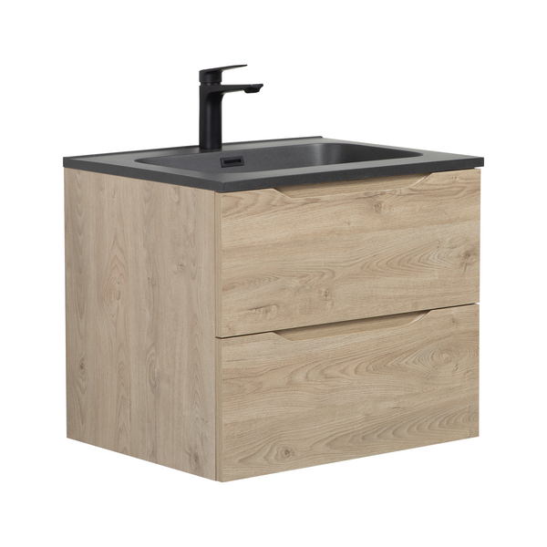 Combo 24'' Floating Single Vanity with Matte Black Countertop TONA Bathroom Furniture