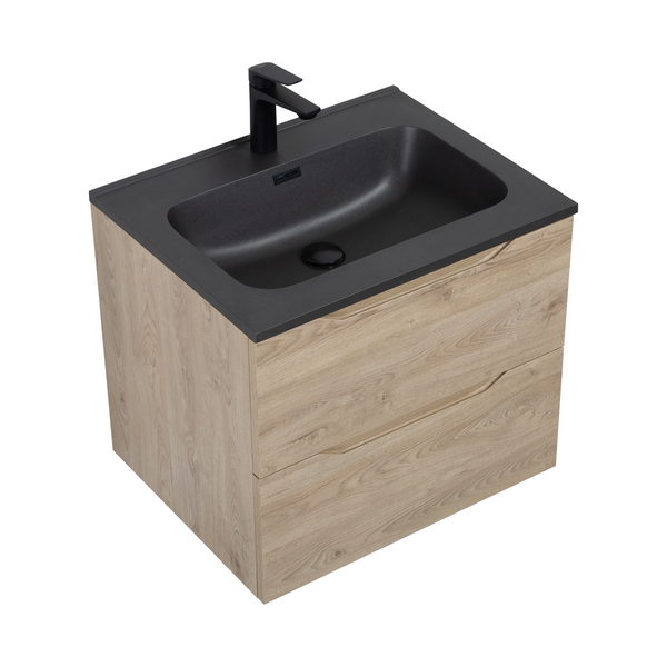 Combo 24'' Floating Single Vanity with Matte Black Countertop TONA Bathroom Furniture